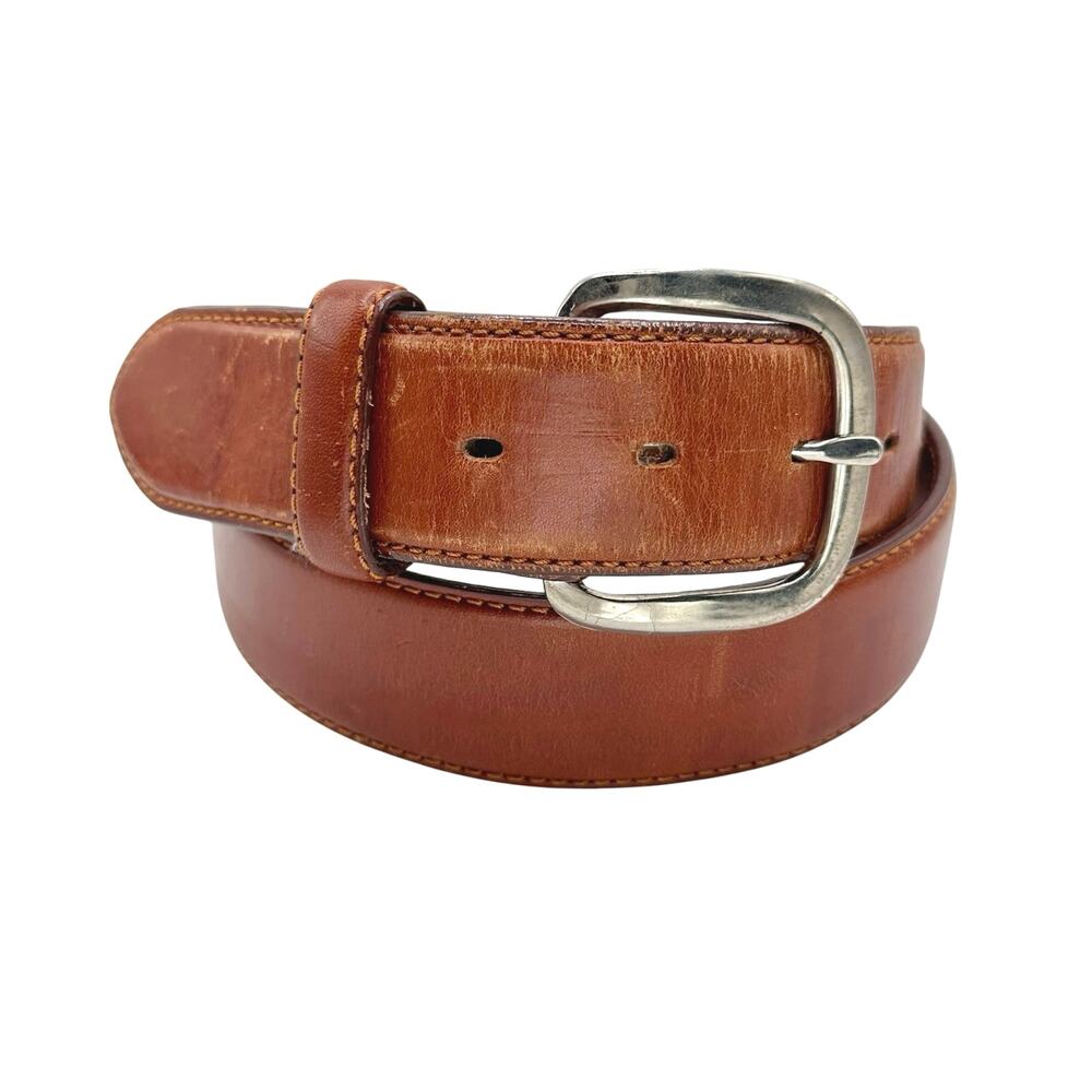 Silver Creek | Men | Vintage Banded Western Silver Medallion Leather Belt | 36